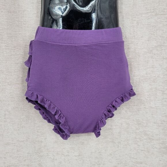 Laree + Co Bamboo Purple Floral Fairy Top Ruffle Sleeves Matching Bloomers Set - Picture 4 of 14